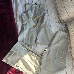 Commense Cream Pantsuit with Gold Accents